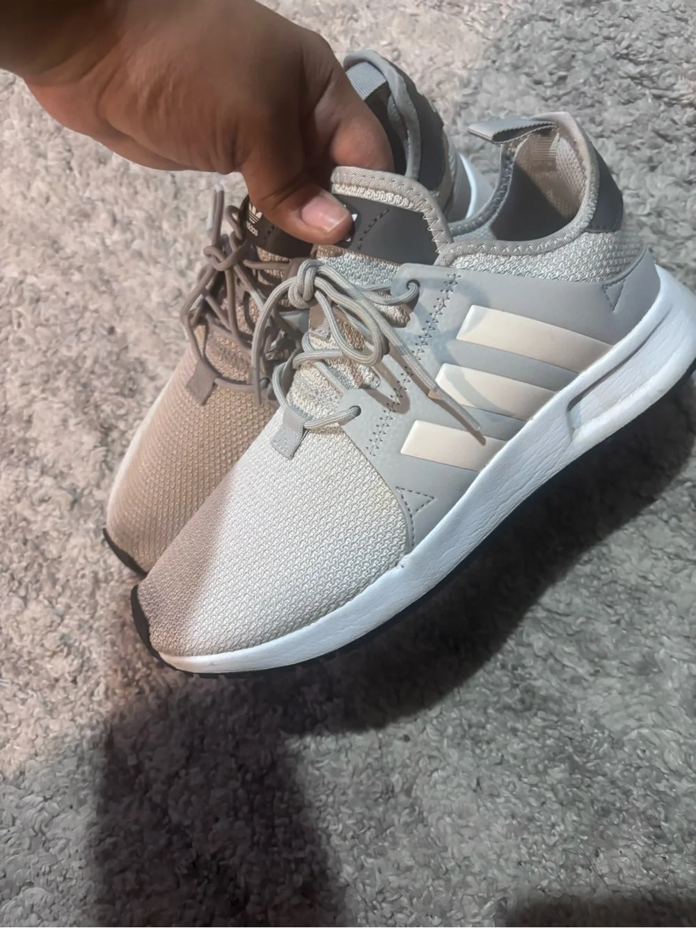 adidas Men’s Neutral Light Gray Knit Sneakers